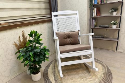 ASEDİA VERANDA HASIRLI MİNDERLİ SALLANAN SANDALYE, KAHVERENGİ, LAKE AYAK