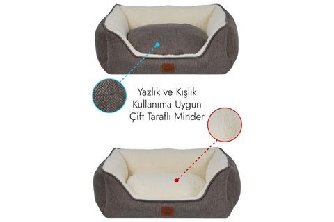 ZEUS KÖPEK YATAĞI KAHVE EKRU XL BEDEN 75X95X22