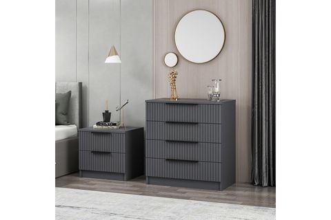 KALE PLUS ŞİFONYER, 4 ÇEKMECELİ, ANTRASİT, MEBRAN ÇİZGİLİ