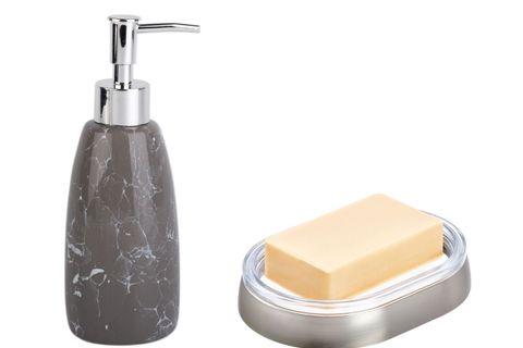 SIVI SABUNLUK VE SABUNLUK İKİLİ BANYO SETİ GRİ MERMER