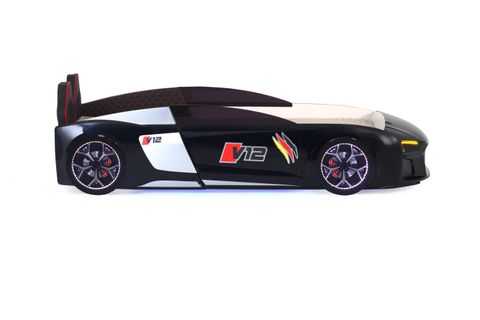 AUDİ FULL LEDLİ KUMANDALI VE MÜZİKLİ ARABALI YATAK, SİYAH