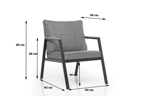 GARDEN TEKLİ BALKON BAHÇE KOLTUĞU, GRİ KARELİ