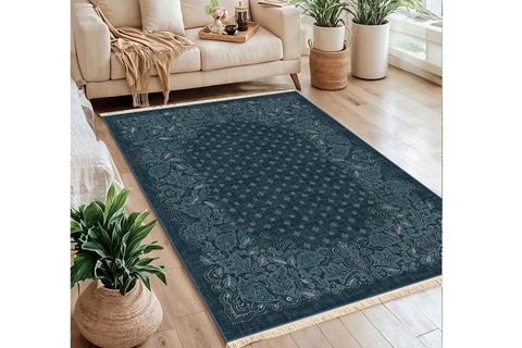 ETNİK DENGE MAVİ BASKILI DOKUMA TABAN HALI, 293 YNG, 80X150  CM