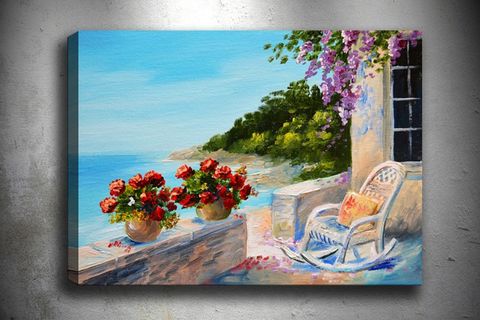 BALKON MANZARA DEKORATİF KANVAS TABLO, 100X140