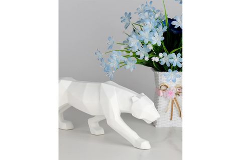 DEKORATİF BÜYÜK BOY LEOPAR BİBLO EV OFİS DEKOR BEYAZ RENK