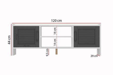 MOLDE RETRO VİNTAGE TARZ TV SEHPASI, ANTRASİT