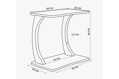 HULK TEKERLEKLİ GENİŞ YAN SEHPA, SİYAH