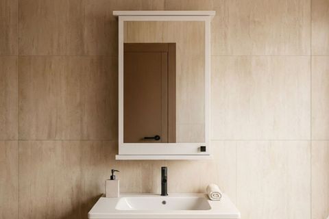 RUDA TEK KAPAKLI AYNALI BANYO DOLABI, BEYAZ