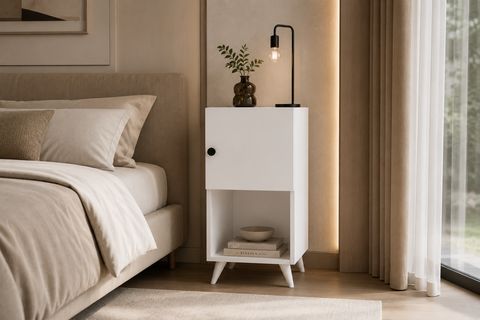 MILA KOMODİN, BEYAZ, 1 KAPAKLI 1 RAFLI ÇEKMECESİZ