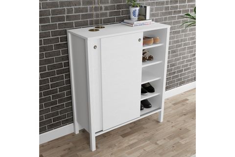 VENEZİA PREMİUM AYAKKABILIK WOOD BEYAZ, 2 SÜRGÜLÜ KAPAKLI