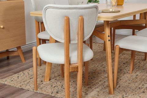 MOON BENCHLİ İSKANDİNAV MASA TAKIMI, 4 SANDALYELİ, KREM, 180X90