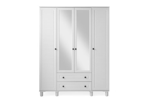 HİRA GARDIROP, BEYAZ, 4 KAPAKLI