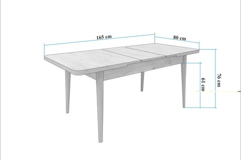 VİNA AÇILIR MUTFAK MASASI TAKIMI, ATLANTİK ANTRASİT 1053, 130X80