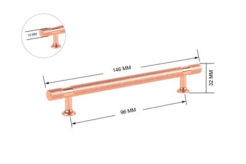 ZİRVE FULYA ALÜMİNYUM KULP, ROSE, 96 MM