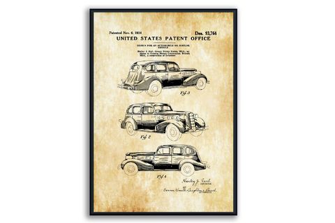 AHŞAP ÇERÇEVELİ VİNTAGE TABLO SETİ, CAR, 50X70