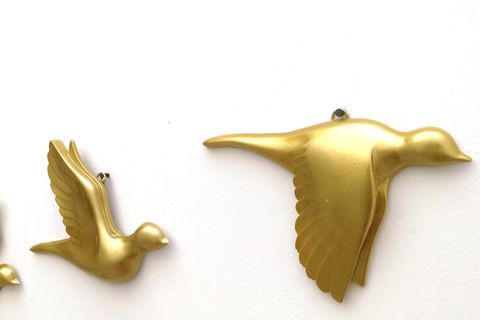 GÜVERCİN ÜÇLÜ DUVAR SÜSÜ, GOLD