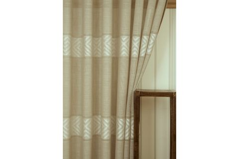 MASSARELLİ VRC DESEN KETEN ORTA SIK PİLE TÜL PERDE, BEJ RENGİ, 400X260