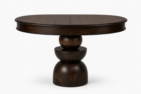 BOĞUM AYAKLI OVAL AÇILIR MASA, KOYU CEVİZ, 90X130 CM