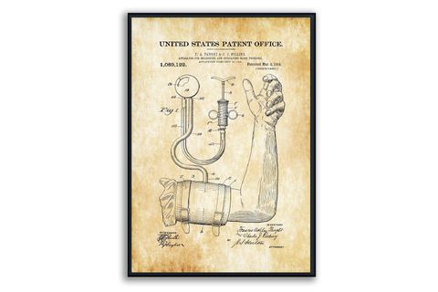 VİNTAGE SAĞLIK GEREÇLERİ PATENT ÇERÇEVELİ PANO SET, 50X70