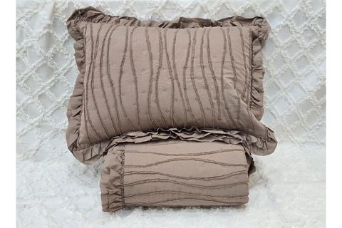 ÇAPA HOME MİLANO STONE WASH FIRFIRLI SAKALLI YATAK ÖRTÜSÜ, KAHVE, TEK KİŞİLİK