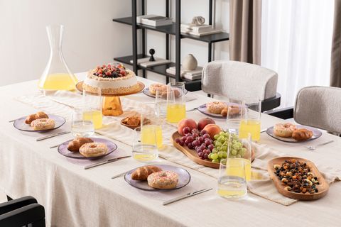 KİTCHEN ESSENTİALS ALTHEA CAM PASTA TABAĞI 21 CM, MOR, ALTILI SET