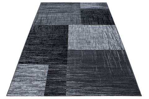 KARE DESENLİ SİYAH GRİ HALI 160X230