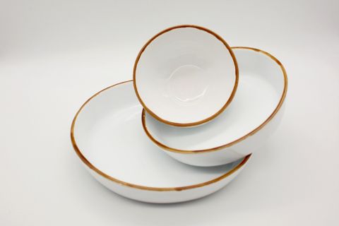 OVAL YEMEK TABAĞI SETİ, ÜÇLÜ, BEYAZ BAL