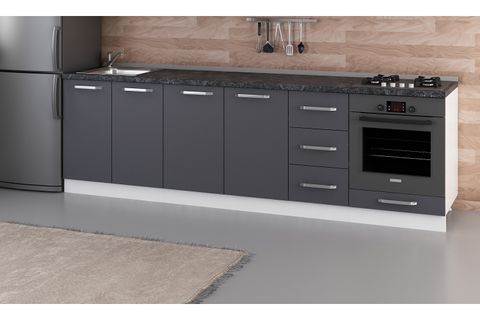 MİNAR 270 CM MUTFAK DOLABI BEYAZ ANTRASİT 270-A6-ALT MODÜL