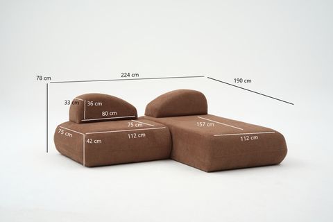 LİVA KÖŞE KOLTUK, UZANMALI, KAHVE