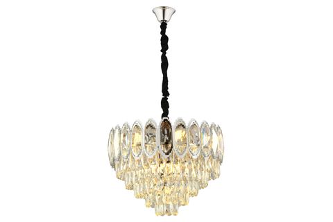 APLİQA ULİANA KÜÇÜK KROM KAPLAMALI KRİSTALLİ TAŞLI MODERN TASARIM KRİSTAL SALON AVİZE