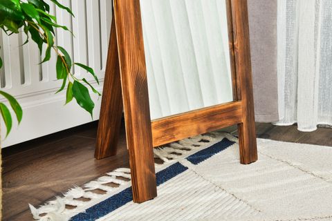 DFN WOOD DOĞAL AHŞAP DEKORATİF AYAKLI BOY AYNASI, 180X60 CM