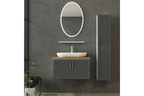 VERA BANYO DOLABI AS2K63, BEYAZ ANTRASİT, 85CM