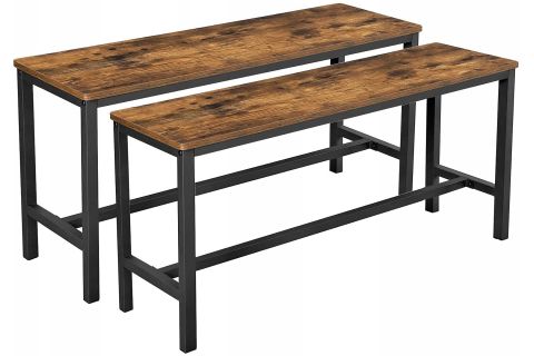 BARO SİYAH METAL AHŞAP BENCH, 2 ADET