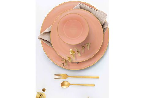 THE MİA BASİC YEMEK TABAĞI 6 LI SET SOMON PEMBE - 20CM