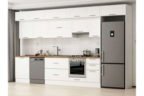 ALVİNKA 385X240 CM KLASİK MEBRAN MUTFAK DOLABI, MB E80S60S45 1 MEBRAN BEYAZ SUNTALAM