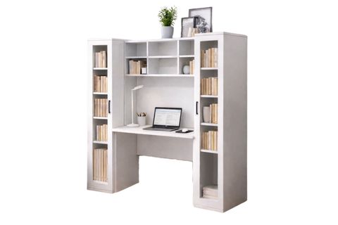 MERİSA CAM KAPAKLI 2 KİTAPLIKLI ÇALIŞMA MASASI, BEYAZ