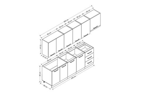 MİNAR BADE 300 CM MUTFAK DOLABI BEYAZ DORE 300-D5