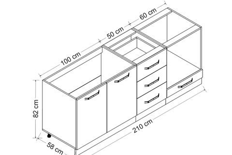 MİNAR 210 CM MUTFAK DOLABI BEYAZ 210-B6-ALT MODÜL