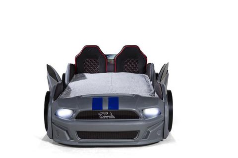 MUSTANG ARABALI FULL LEDLİ KUMANDALI MÜZİKLİ YATAK, GRİ