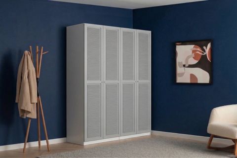 LUNA NOX GARDIROP, AÇIK GRİ PANJUR, 4 KAPAKLI