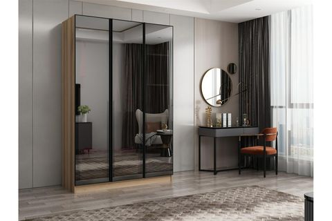 NİSA 3 KAPAKLI 2 ÇEKMECE DOLAP DORE REFLEKTE CAM