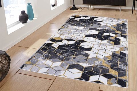 YIKANABİLİR SİYAH PETEK DESEN HALI 100X150