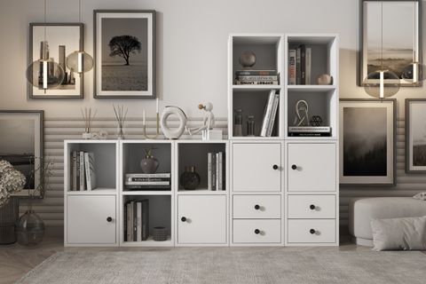 LEKSA 4 KAPAKLI ÇEKMECELİ KİTAPLIK 165 CM BEYAZ KTP-1436-Ç