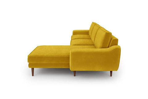 KLEM KADİFE KÖŞE KOLTUK, 280X171, AHŞAP AYAK, HARDAL