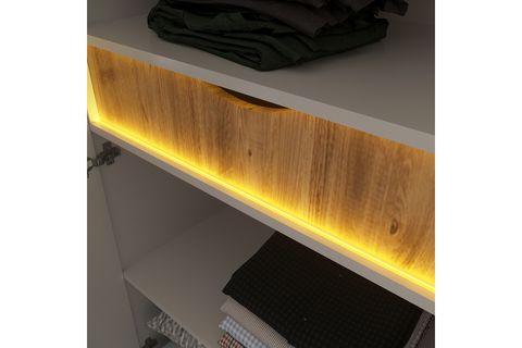 KATRE 8 KAPAKLI 2 ÇEKMECELİ LEDLİ DOLAP, CEVİZ