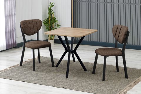 ELİS MUTFAK MASA TAKIMI, 2 SANDALYE, CEVİZ, 70X70 CM, KAHVE