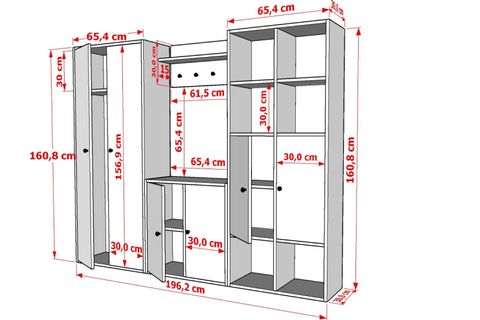 LEONARDO PORTMANTO VESTİYER 252, DOLAPLI, BEYAZ, 163 CM VST1032
