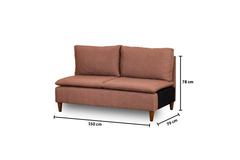 PAFU LUNGO KETEN İKİLİ KOLSUZ MODÜL, AÇIK KAHVE