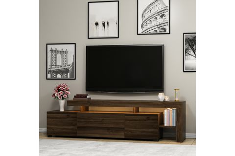 BELİZ LED IŞIKLI TV SEHPASI, CEVİZ