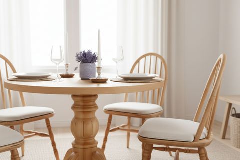 LİNDO NATURAL AHŞAP MASA SANDALYE TAKIMI, 100X100